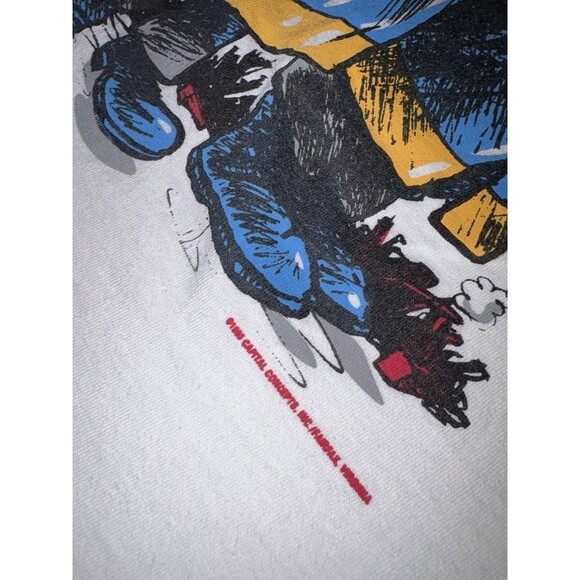 Vintage 90s Firefighter Tee T-shirt Off Duty Oneita Capital Concepts Large - Picture 2 of 12